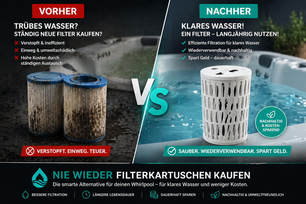 Whirlpool Filter Alternative im Vergleich zur Filterkartusche – Lösung für trübes Wasser und hohe Filterkosten